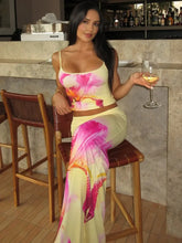 BXOXO  Print Two Piece Sets Women Halter Cropped Top And Maxi Skirt Ladies Fashion Summer New High Waist Skinny Skirt Set